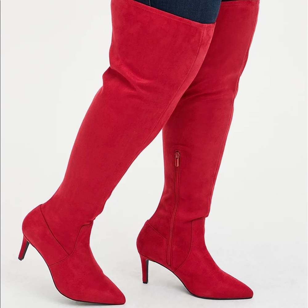 Thigh High Red Boots (wide calf)